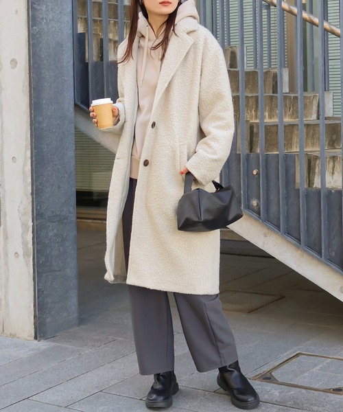 入手困難✨グッチ チェスターコート ホースビット金具 シルク ホワイト系 NO WAY コート チェスターコート /Social GIRL/シープ調ボアチェスター