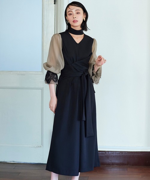 「RUIRUE BOUTIQUE」 パンツドレス 3L ブラック レディース