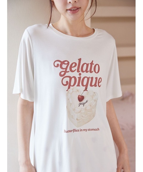 パジャマ ルームウェア 「ONLINE限定」「接触冷感」ケーキワンポイントTシャツ＆ハート柄ショートパンツセット レディースの画像