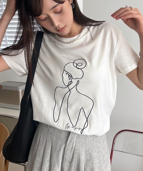 tシャツ 半袖 ラインアート刺繍 ニュアンスTEE レディース : ZOZOTOWN 