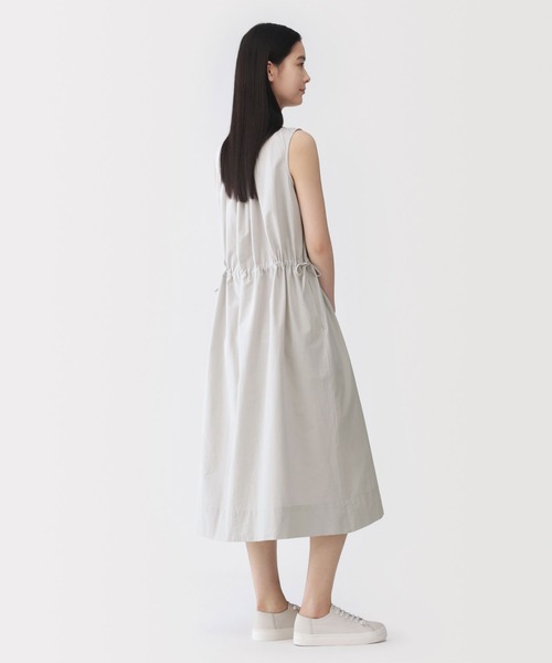 美品✨アディアム ノースリーブ シャツワンピース ギャザー リボン ホワイト 0 MUJI Labo ワンピース 「MUJI Labo」婦人 和紙混高密度ポプリン