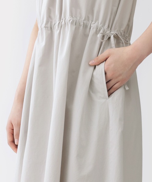 MUJI Labo ノースリーブギャザーワンピース　ライトグレー　XL タグ付 MUJI Labo ワンピース 「MUJI Labo」婦人 和紙混高密度ポプリン
