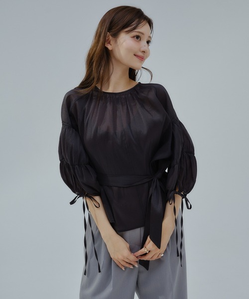 ORGUE（オルグ） ブラウス シャツ Sheer puff blouse/シアーパフ