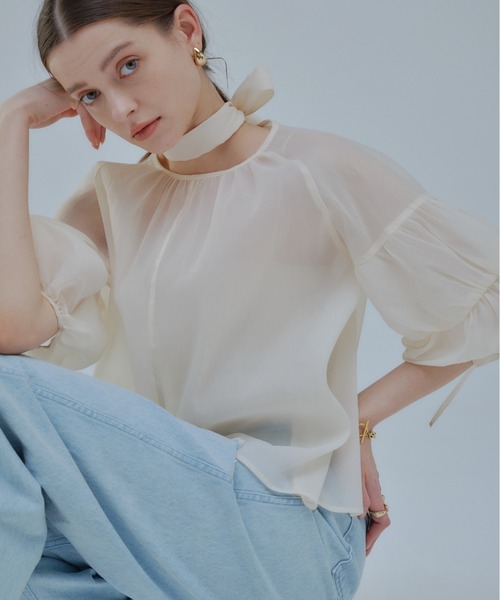 ORGUE（オルグ） ブラウス シャツ Sheer puff blouse/シアーパフ 
