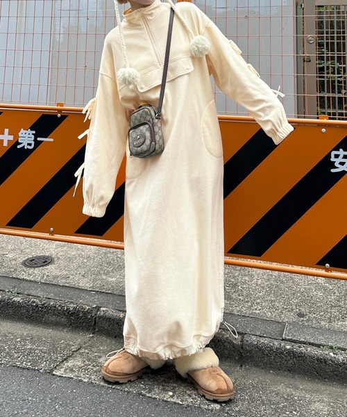 「Alley by w closet」 長袖ワンピース FREE モカ レディース_画像6