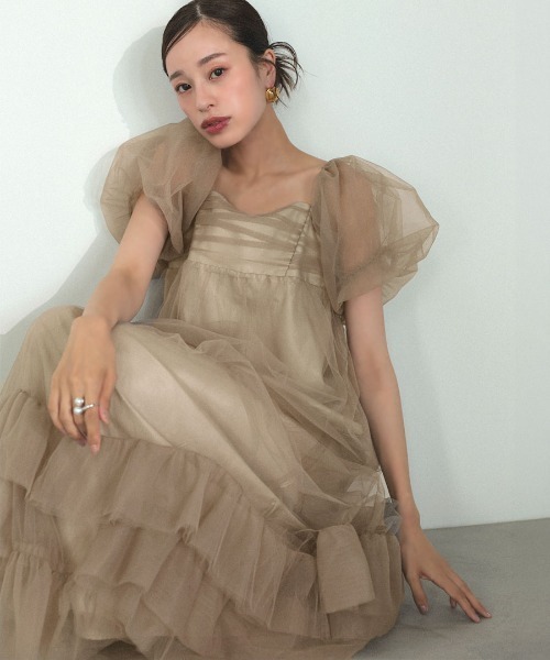 DONOBAN（ドノバン） ドレス 「ANDRESD」volume tulle puff sleeve