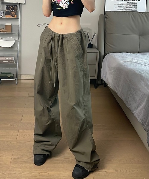 パンツ ウエストドローコード  ワイドカーゴパンツ レディース | ブランド登録なし | 02