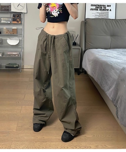 パンツ ウエストドローコード  ワイドカーゴパンツ レディース | ブランド登録なし | 04