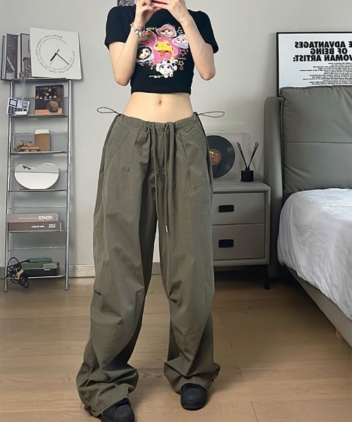 パンツ ウエストドローコード  ワイドカーゴパンツ レディース | ブランド登録なし | 07