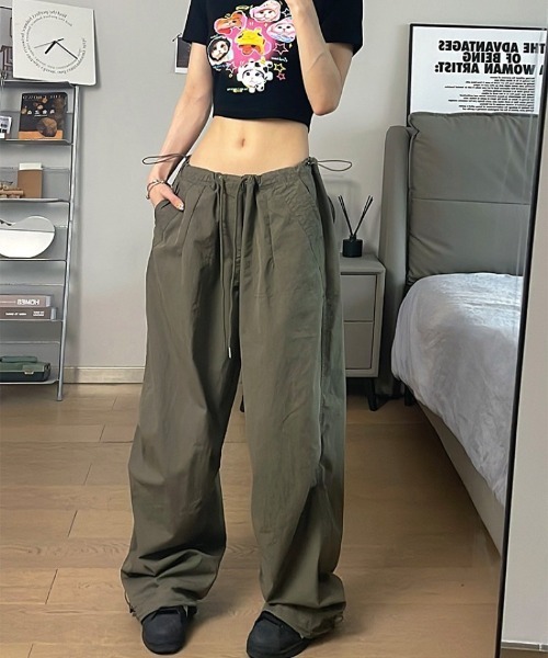 パンツ ウエストドローコード  ワイドカーゴパンツ レディース | ブランド登録なし | 08