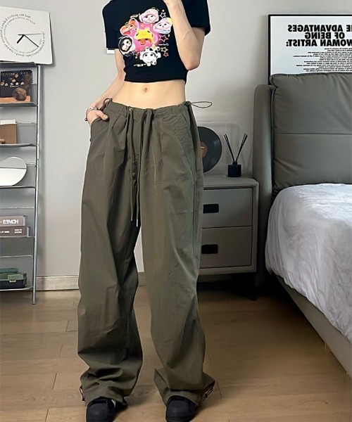 パンツ ウエストドローコード  ワイドカーゴパンツ レディース | ブランド登録なし | 09