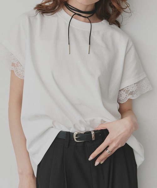 ad thie（アドティエ） tシャツ 半袖 レース スリーブドルマン Tシャツ