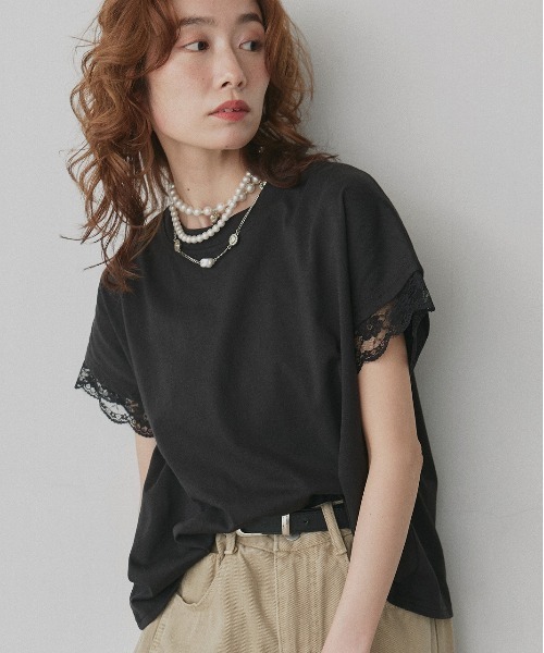 ad thie（アドティエ） tシャツ 半袖 レース スリーブドルマン Tシャツ