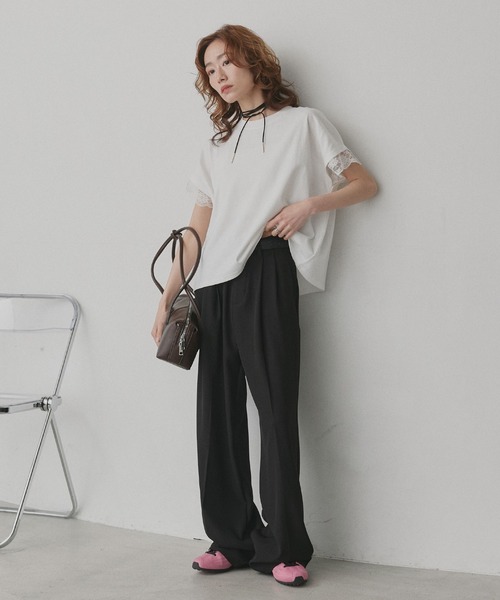 ad thie（アドティエ） tシャツ 半袖 レース スリーブドルマン Tシャツ