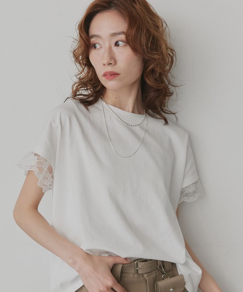 ad thie（アドティエ） tシャツ 半袖 レース スリーブドルマン Tシャツ