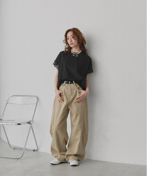 ad thie（アドティエ） tシャツ 半袖 レース スリーブドルマン Tシャツ