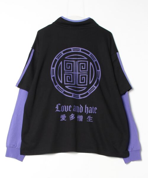 「JOHN'S CLOSET」 長袖カットソー LARGE ホワイト×ブラック レディース_画像2