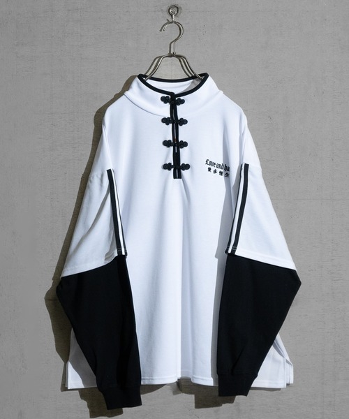 「JOHN'S CLOSET」 長袖カットソー LARGE ホワイト×ブラック レディース_画像6