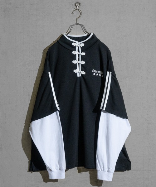 「JOHN'S CLOSET」 長袖カットソー LARGE ホワイト×ブラック レディース_画像7