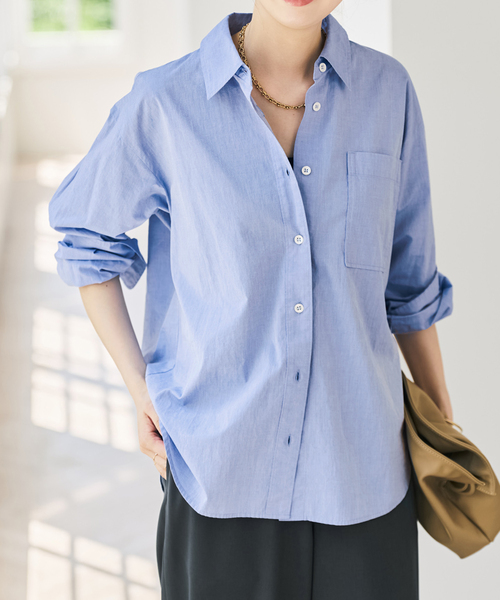 【値下げ】Spick & Span 長袖シャツ サックスブルー フリーサイズ Spick＆Span（スピック アンド スパン） 「Spick & Span」 長袖シャツ