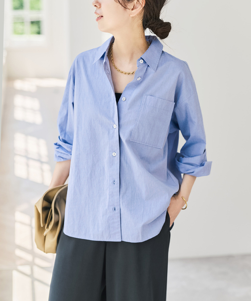 【値下げ】Spick & Span 長袖シャツ サックスブルー フリーサイズ Spick＆Span（スピック アンド スパン） 「Spick & Span」 長袖シャツ