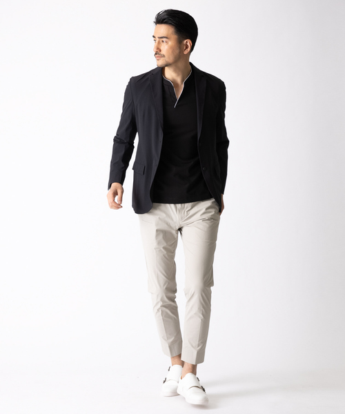 デザインワークス DESIGN WORKS　セットアップ　ストレッチ　ネイビー セール】 【セットアップ対応】シルクツイルストレッチ