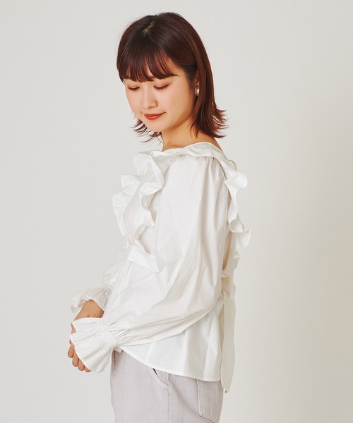 Another Edition フリルブラウス ホワイト ANOTHER BRANCH OLIVE des OLIVE ブラウス シャツ フリルショート