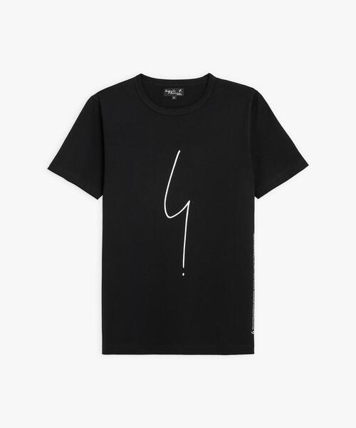 F-015-57 新品未使用　agnès b. ベージュ 半袖Tシャツ agnes b.（アニエスベー） tシャツ メンズ アイコニック プリント