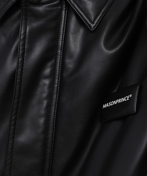 MASONPRINCE 革ジャン ライダース ワンポイントロゴシングルPUレザー