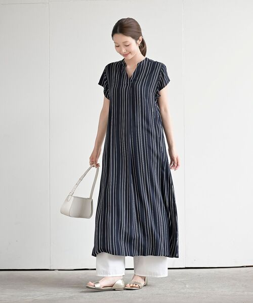 美品★ヌキテパ★インディアレーヨンスキッパーワンピース r・p・s（アールピーエス） ワンピース レーヨンノーカラースキッパー