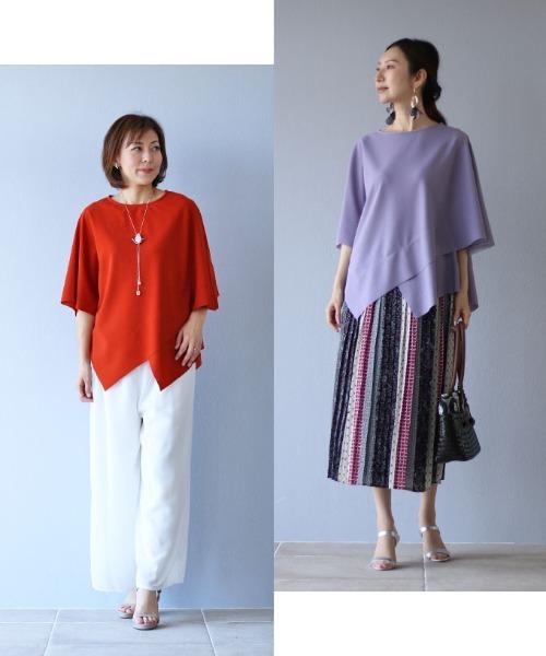 tシャツ 「普通Tシャツ」から抜け出せる脱マンネリ変形ロングTシャツ レディース Vieo tシャツ 「普通Tシャツ」から抜け出せる脱マンネリ変形
