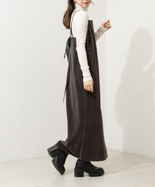 Chico ワンピース 「新色追加」サイドスリットベロアキャミワンピース