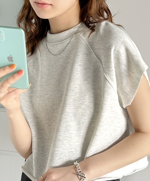 tシャツ ラフにキマル。クロップド丈切りっぱなしスウェットトップス。 レディース | classicalelf | 05