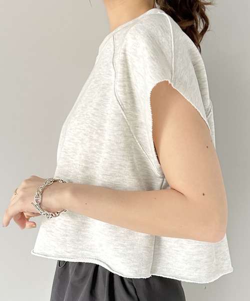 tシャツ ラフにキマル。クロップド丈切りっぱなしスウェットトップス。 レディース | classicalelf | 15