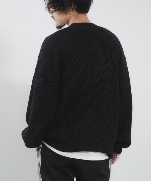 NULL カーディガン 「NULL」畦編み ニット カーディガン メンズ