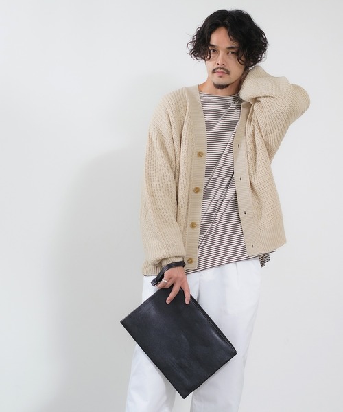 NULL カーディガン 「NULL」畦編み ニット カーディガン メンズ