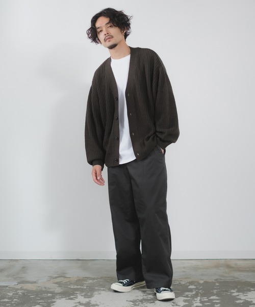 NULL（ファッション） カーディガン 「NULL」畦編み ニット メンズ