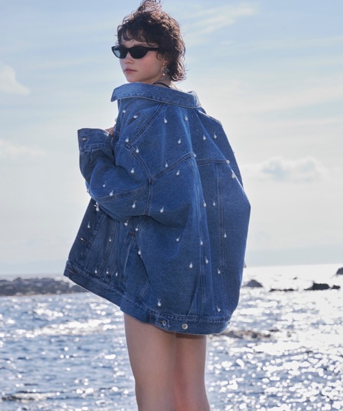専用 完売品 JOSEMOON パール デニムジャケット JOSE MOON デニムジャケット gジャン OVER DENIM JACKET with