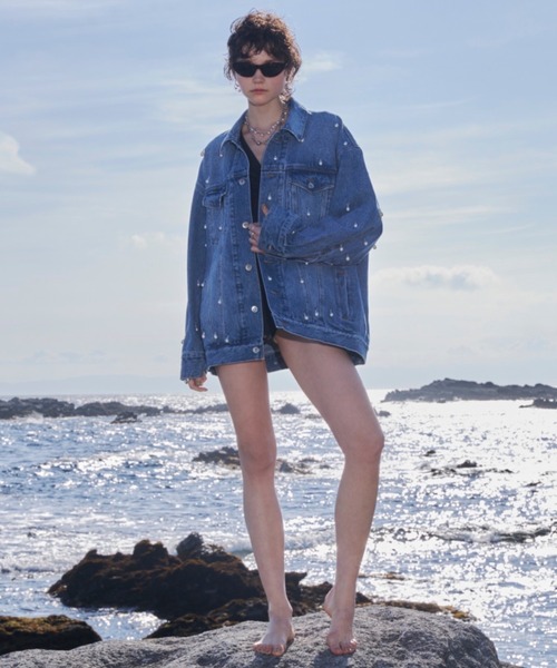 JOSE MOON オーバーデニムジャケットwith パール JOSE MOON デニムジャケット gジャン OVER DENIM JACKET with