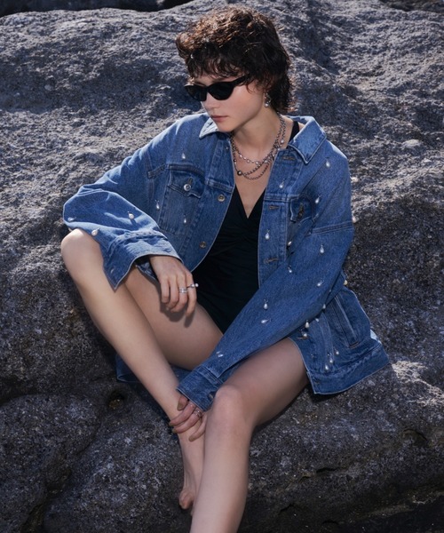 JOSE MOON オーバーデニムジャケットwith パール JOSE MOON デニムジャケット gジャン OVER DENIM JACKET with