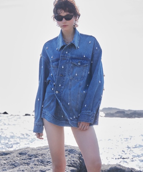 専用 完売品 JOSEMOON パール デニムジャケット JOSE MOON デニムジャケット gジャン OVER DENIM JACKET with