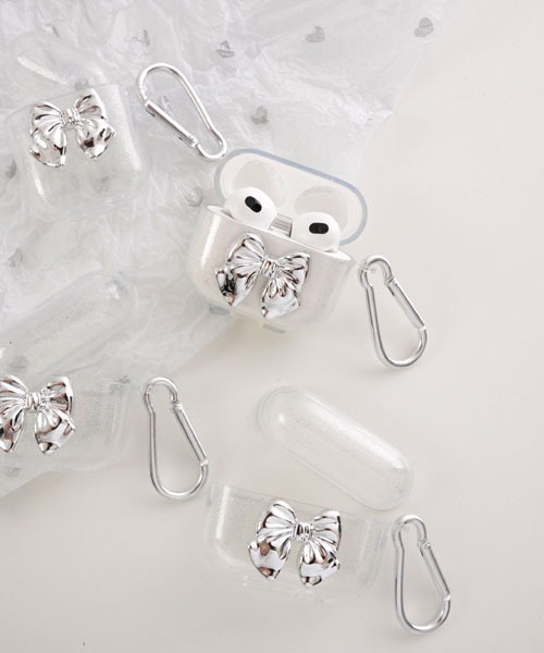 Mayree イヤホン ヘッドホン 「float」シルバー リボン エアポッズ