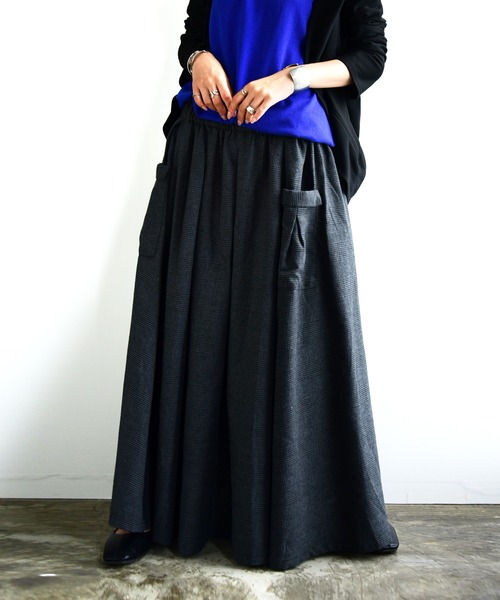 [アンドイット] 大人アシンメトリータック変形ポケットスカート and it_（アンドイット）ネルチェック立体ポケットスカート M-L 【メール便対応不可】 | 【公式】 and it_ (アンドイット)  レディースファッション
