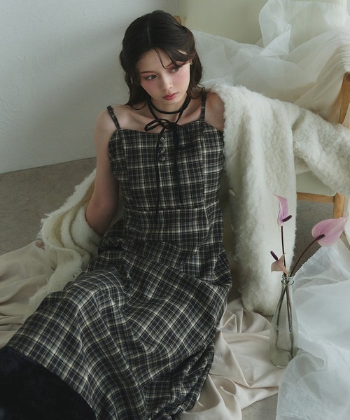 fupel ワンピース Multi-way check fur cami one piece / マルチ