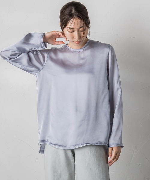 シャツ ブラウス 「WEB＆一部店舗限定」シアーサテンTブラウス 