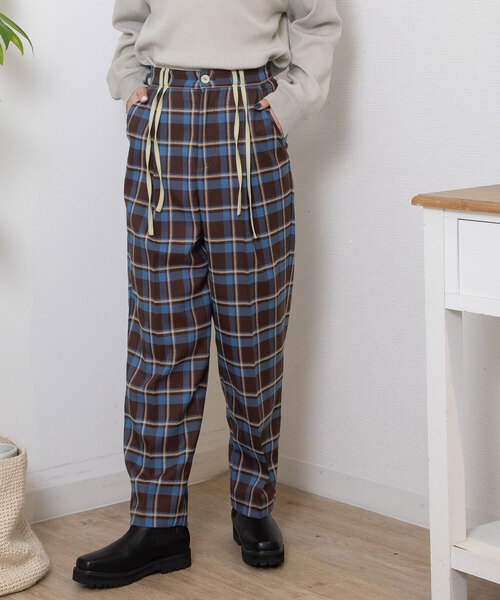 BLUELEA ブルレア タータンチェック セミワイドパンツ ズボン WntPRKw9aAaT.jpg?width=768