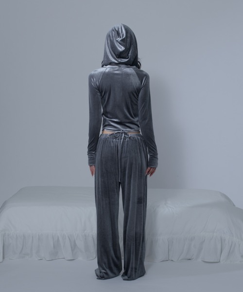 AWL Ellno de Mavie パーカー logo velour hoodie / ロゴベロア  