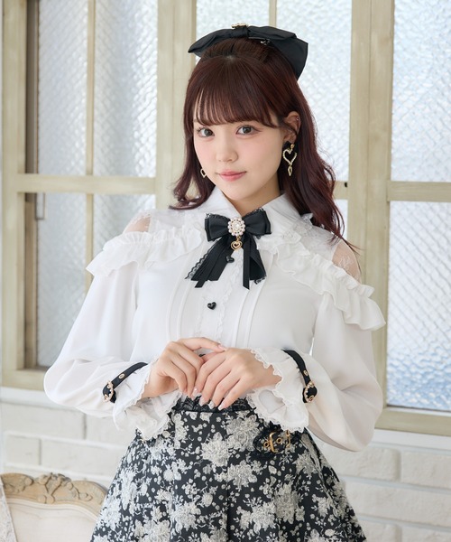 ROJITA ブラウス シャツ 「再入荷」肩レーシーフリル切替