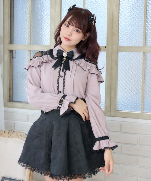 ROJITA ブラウス ROJITA ブラウス シャツ 「再入荷」肩レーシーフリル切替