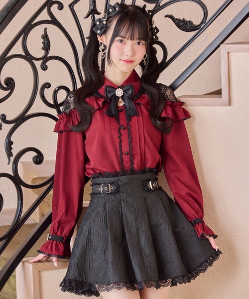 ROJITA ブラウス シャツ 「再入荷」肩レーシーフリル切替